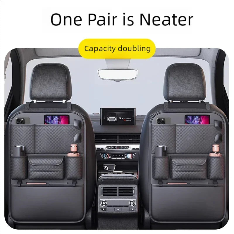 Premium PU Leather Multi-Functional Car Seat Back Organizer