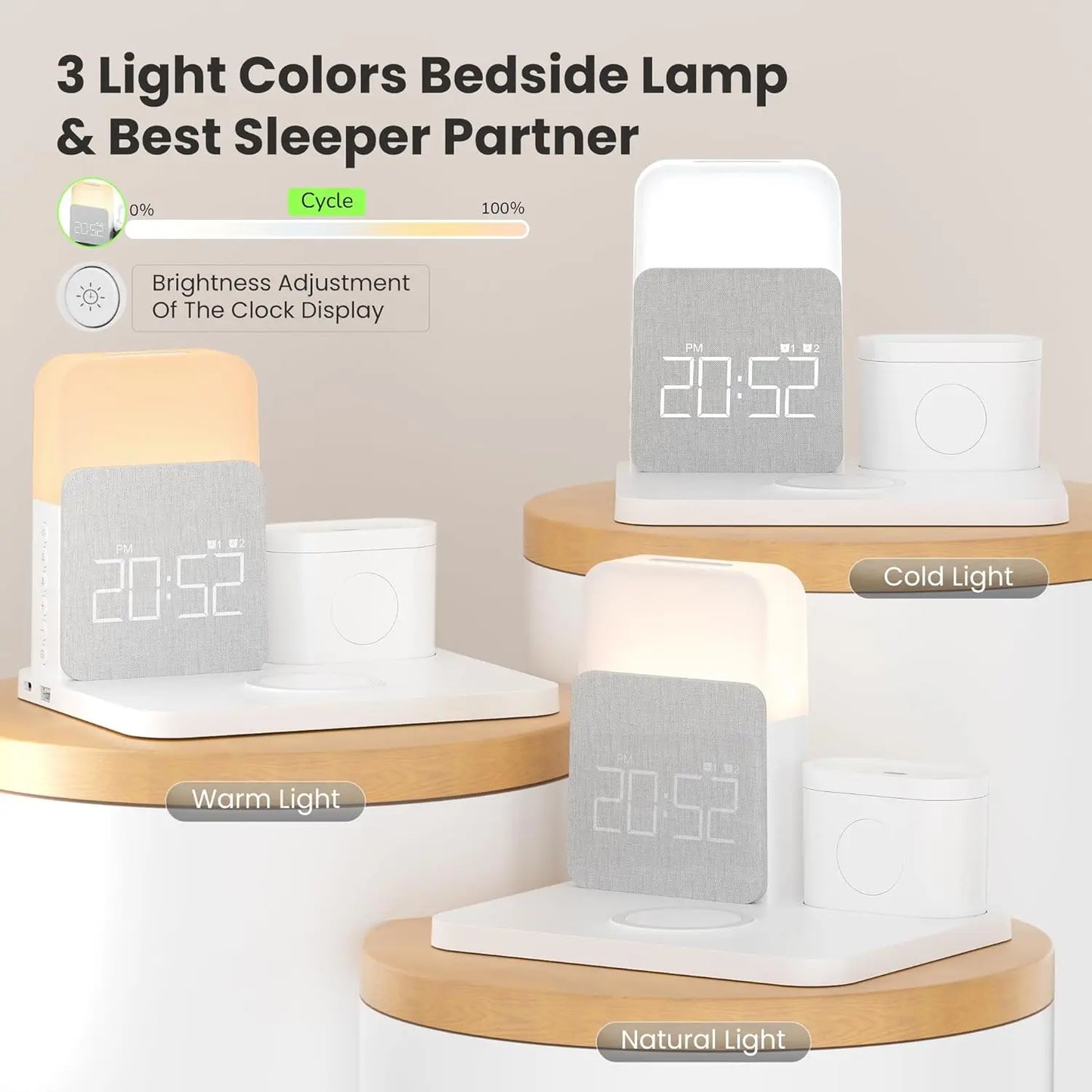 7-in-1 MagSafe Charging Station: Wireless Charger with Alarm Clock and Night Light