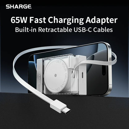 SHARGE Retractable 65W USB C Charger