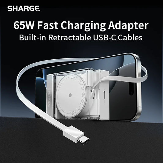 SHARGE Retractable 65W USB C Charger