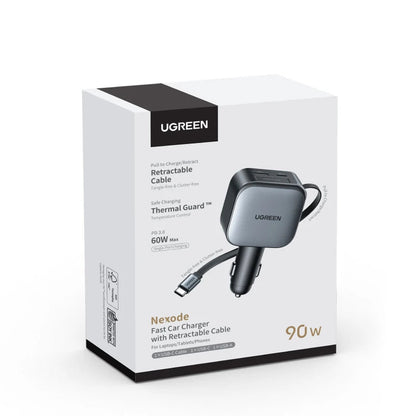 UGREEN Nexode 90W GaN Retractable Fast Car Charger