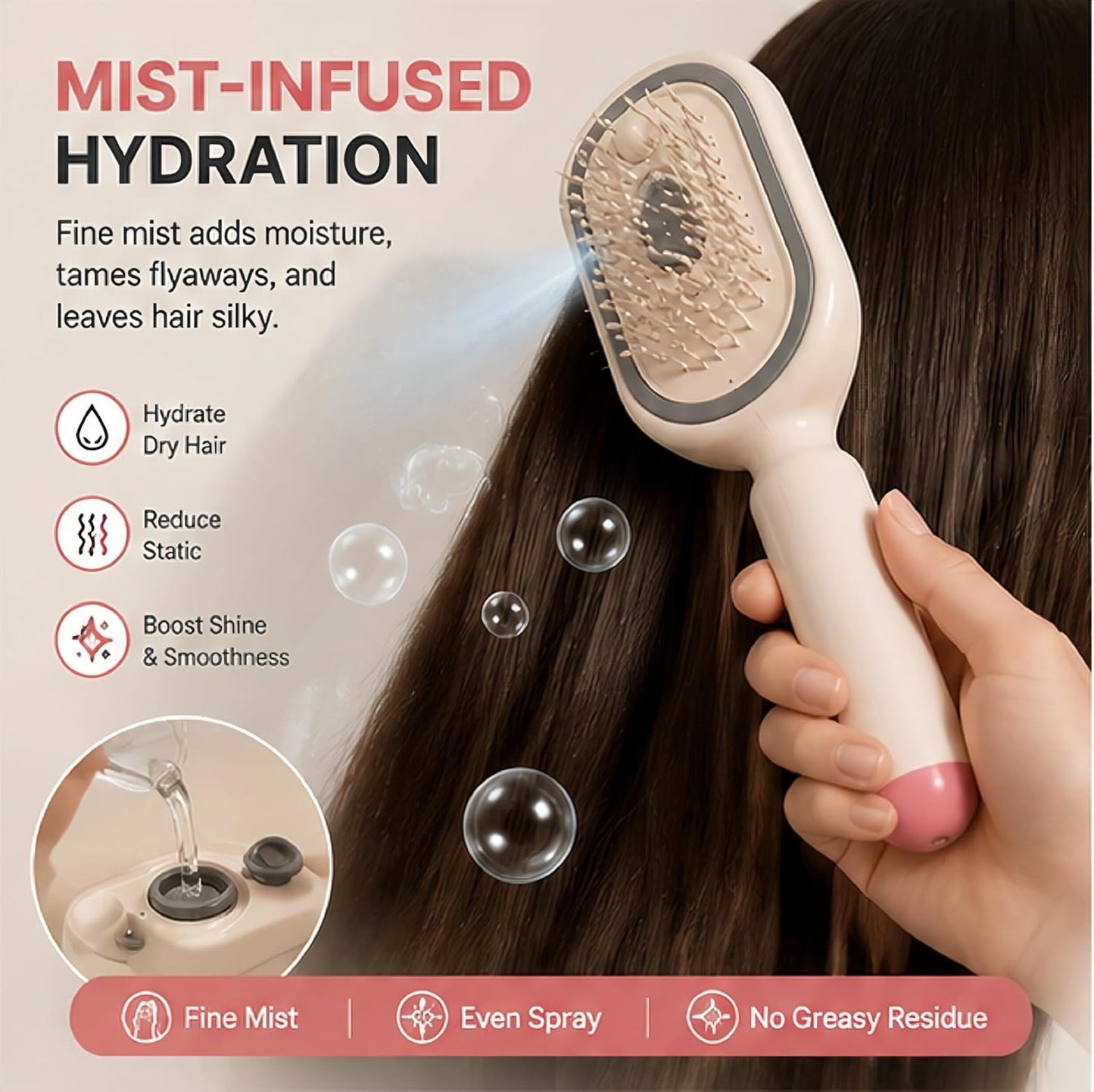 Alloet Anti-Static Electric Steam & Red Light Therapy Hairbrush