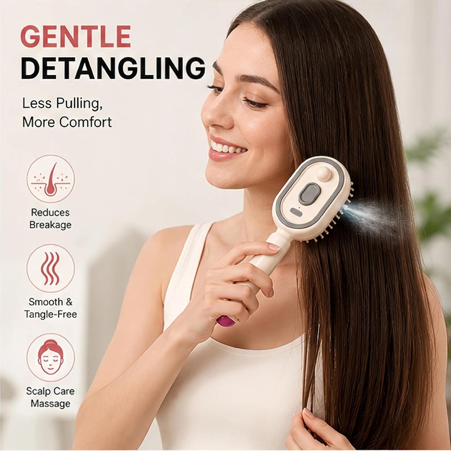 Alloet Anti-Static Electric Steam & Red Light Therapy Hairbrush
