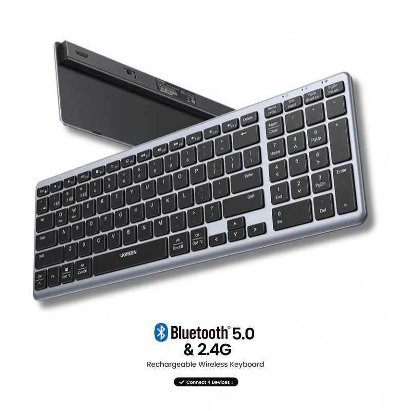 UGREEN KU005 Ultra-Slim Wireless Keyboard: Multi-Device Bluetooth & 2.4G