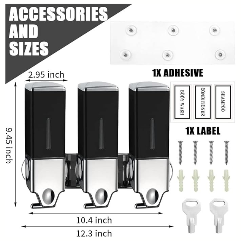3-in-1 Wall-Mounted Bathroom Shower Dispenser
