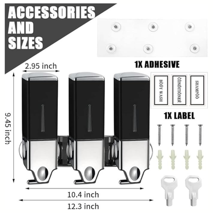 3-in-1 Wall-Mounted Bathroom Shower Dispenser